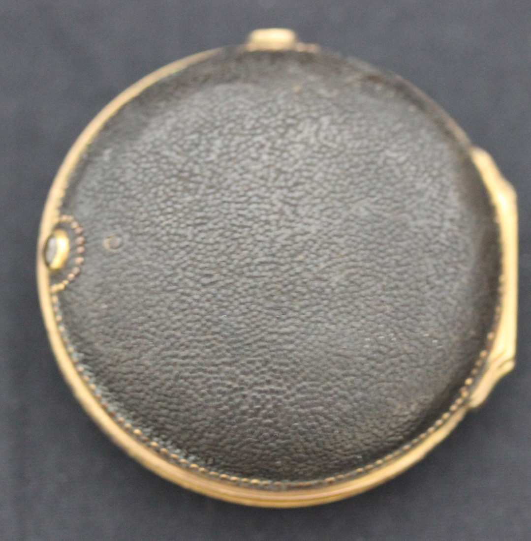 A gilt on copper and leather keywind open-faced pair cased gentleman's  pocket watch, the gilt fusee - Image 3 of 5