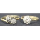 A gold, platinum and diamond set nine stone cluster ring, collet set with the principal circular cut