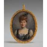 Studio of William and Daniel Downey - Oval Miniature Portrait of Queen Alexandra, watercolour on
