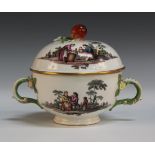A Meissen porcelain écuelle and cover, mid-18th Century, of circular form, the domed cover painted