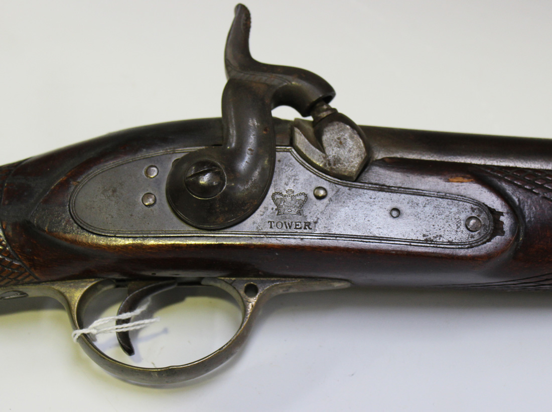 A 10 bore percussion sporting gun, barrel length approx 83.5cm, the barrel border engraved, the lock - Image 3 of 4