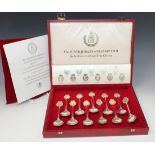 A set of eleven Royal Silver Jubilee commemorative spoons, limited edition number 21 of 2000, London