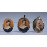 Mrs Kersteman - Oval Miniature Portrait of Emma, Lady Burrard, late 19th Century watercolour on