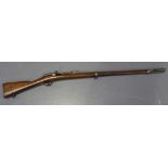 A French 11mm model 1866/74 Gras bolt action military rifle, barrel length approx 82.5cm, barleycorn