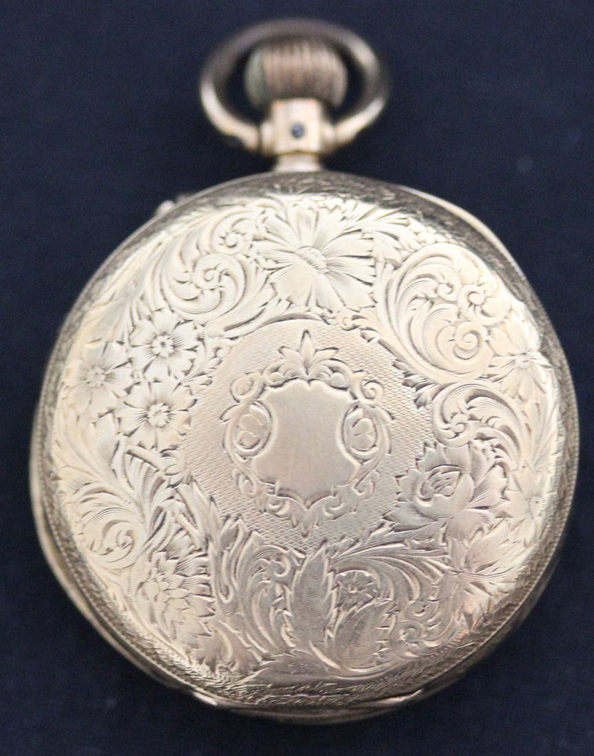 A gold cased keyless wind open-faced lady's fob watch, the jewelled lever movement detailed 'S Smith - Image 3 of 3