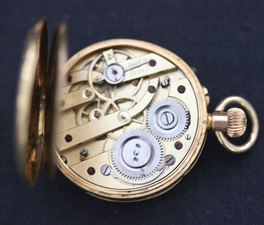 A gold keywind hunting cased lady's fob watch with an unsigned gilt jewelled lever movement, the - Image 6 of 6