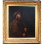 Manner of Rembrandt van Rijn - Half Length Portrait of a Gentleman, 19th Century oil on canvas,