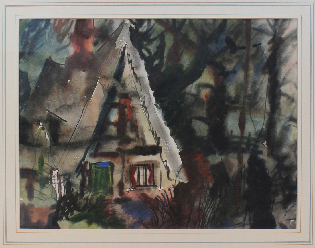 Attributed to Rowland Suddaby - View of a Cottage, 20th Century watercolour and ink, approx 30cm x