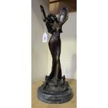 After L. Bassin - 'Libellule', a modern cast bronze full-length figure of a fairy wearing a long