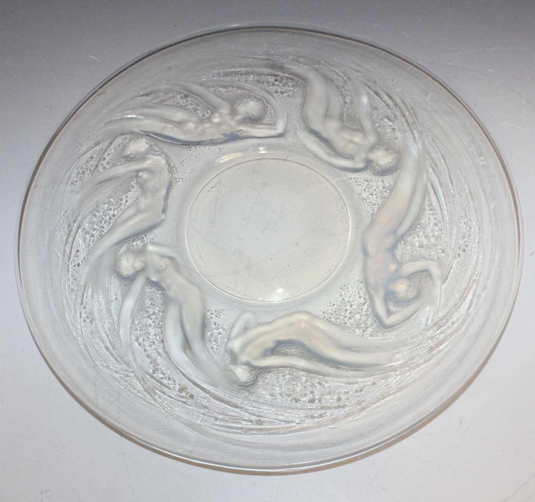 A Lalique clear and opalescent glass Ondines pattern circular plate, number 3003, the underside - Image 3 of 3
