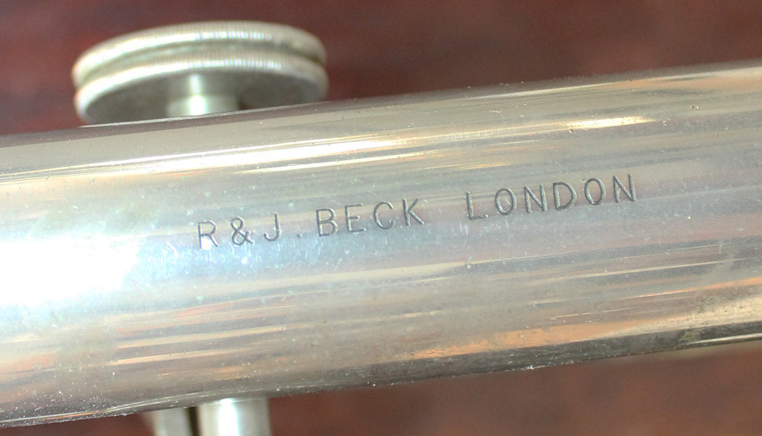 A plated and brass monocular microscope signed 'R & J Beck, London, No. 12925', with rack and pinion - Image 2 of 3