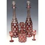 A Bohemian ruby flash overlaid clear glass scent bottle and stopper, late 19th Century, of