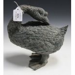A 20th Century Chinese cast bronze model of a goose, height approx 23cm.