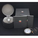 A Tag Heuer steel lady's bracelet wristwatch, the signed white dial with luminous numeral