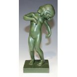 A Danish P. Ipsens Enke jade green glazed terracotta figure of 'Venus Kalipygos', early 20th