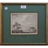 B.C. Koekkoek - Landscape with Figures and River, monochrome watercolour, signed, approx 14cm x