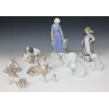 Six Lladro porcelain models of animals, comprising Seated Polar Bear, No. 1209, Resting Polar