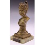 A late 19th/early 20th Century painted cast bronze head and shoulders portrait bust of a young