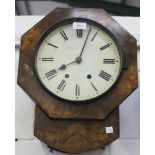 A late 19th Century burr walnut cased drop dial wall clock with eight day movement striking on a