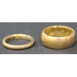 A gold wedding ring, detailed '6th August 1913' and '18ct', ring size approx L1/2, together with a