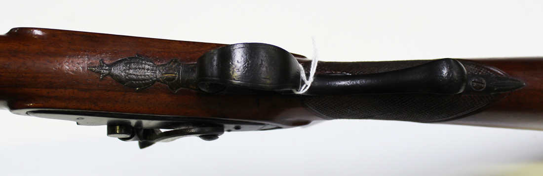 A 20 bore percussion sporting gun, barrel length approx 80cm, gold lined at breech, converted to - Image 2 of 5