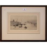 Rowland Langmaid - 'St Ives Harbour', 20th Century monochrome etching, signed in pencil recto,