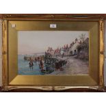 Joseph Hughes Clayton - Views of Cornish Harbour Villages, a pair of watercolours with gouache, both