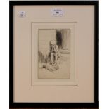 Eileen Soper - Tragedy, monochrome etching, circa 1922, approx 17.5cm x 12cm, within an ebonized