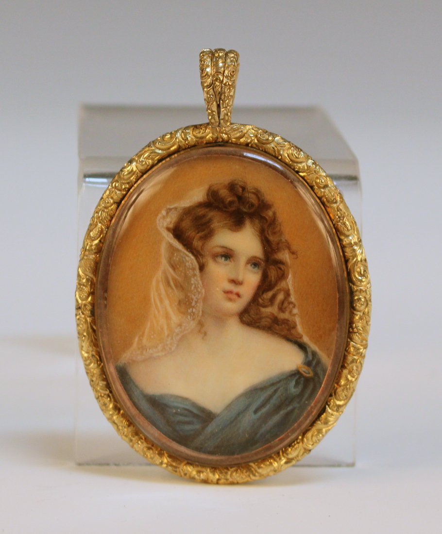 19th Century British School, possibly Mrs Kersteman - Oval Miniature Portrait of Emma, Lady Burrard,