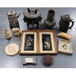 A collection of various 20th Century decorative items, including a pair of modern Oriental mother-