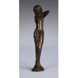 An Art Nouveau brown patinated cast bronze figural desk seal, after a model by Auguste Rubin, in the