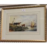 Joseph Murray Ince - Cattle on the Bank of a Dutch Canal, watercolour, signed and dated 1852, approx