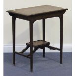 A late Victorian rosewood rectangular occasional table with inlaid decoration, on square tapering