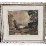 Edwin Harris - Landscape View, probably Amberley Chalk Pit, watercolour, signed, approx 40cm x 48cm,