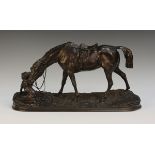 Pierre-Jules Mêne - an early 20th Century French brown patinated cast bronze equestrian figure group