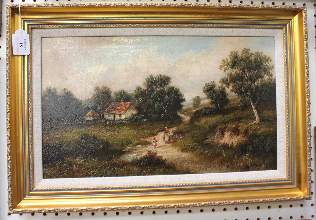 19th Century British School - Rural Landscapes, a pair of oils on canvas, each approx 28.5cm x 48.