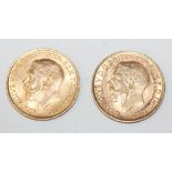 Two George V sovereigns, comprising 1913 and 1915.