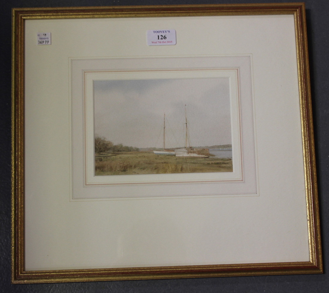 Christopher Arnold - 'Laid up for Winter, River Orwell', watercolour, signed recto, titled label