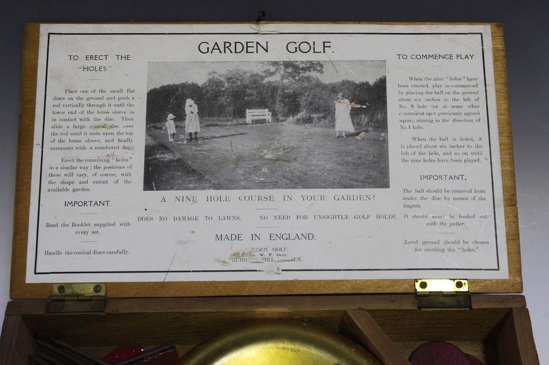 An early 20th Century 'Garden Golf' game, comprising nine 'holes' with flags (three poles - Image 2 of 4