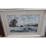 A. Houghton - 'View of South Downs near Arundel', watercolour, signed recto, titled label verso,