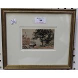 Attributed to William Henry Hunt - Haywagon, watercolour, label verso, approx 8.5cm x 13cm, together