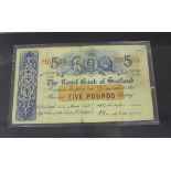 A collection of thirty-two Scottish banknotes, including The Royal Bank of Scotland five pounds