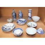 A small group of Chinese blue and white porcelain, 18th Century and later, including two baluster