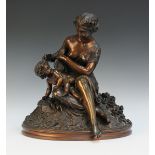 Charles Cumberworth - Venus clipping Cupid's Wings, a 19th Century French brown patinated cast
