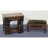 A 20th Century oak nest of three occasional tables, width approx 55cm, together with a Victorian