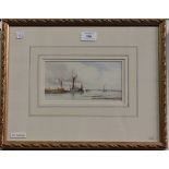 Circle of F.J. Aldridge - Coastal Views, a pair of watercolours, each approx 9.5cm x 18.5cm, both