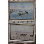 Ettore Gianni - Views of the Amalfi Coast and Bay of Naples, a near pair of watercolours with