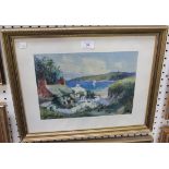 Joseph Hughes Clayton - View of Cottages overlooking a Bay, watercolour, signed, approx 23cm x 32cm,