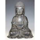 A South East Asian bronze figure of Amitabha Buddha, probably 19th Century, possibly Korean,