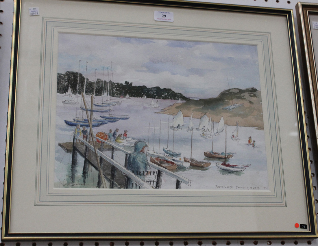 British School - 'Bembridge Sailing Club '93', watercolour, indistinctly signed and titled, approx